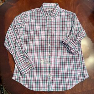 NEW Women's Peter Millar Roll Sleeve Performance Button Up Plaid Shirt Sz LARGE